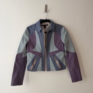 vintage Y2K MARC JACOBS blue & purple retro denim moto jacket size 6/S